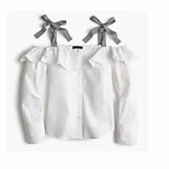 J.Crew Cold-Shoulder Poplin Top - Picture 4 of 4